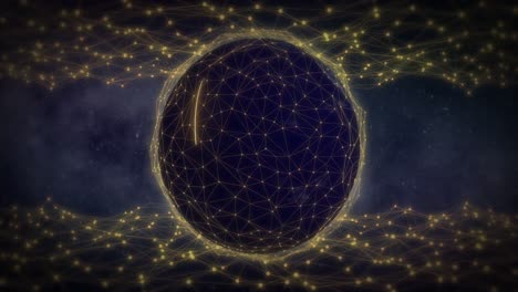 animation of globe with network of connections over stars