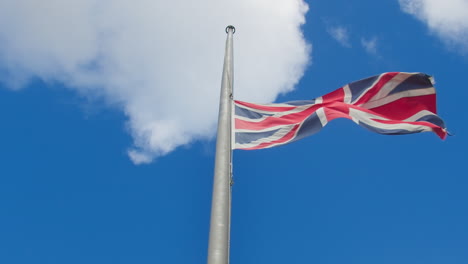 union flag lowered to half mast following the announcement of queen elizabeth ii's death