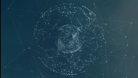 animation of globe of connections on blue background