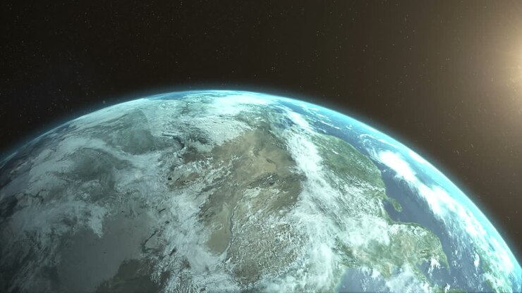 Satellietbeeld van aarde en zon