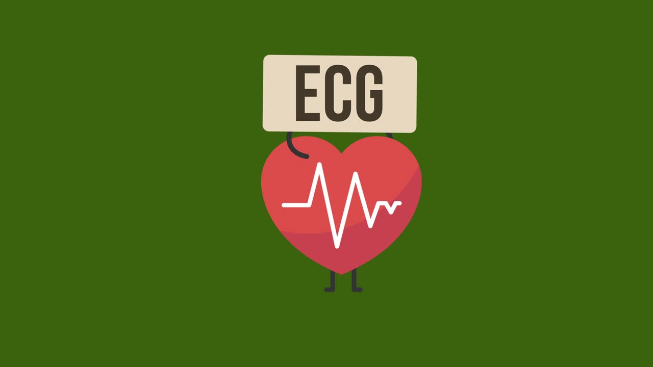 el corazón sostiene el signo con la palabra ecg.
