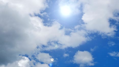 times lapse clouds flying on blue sky with sun rays