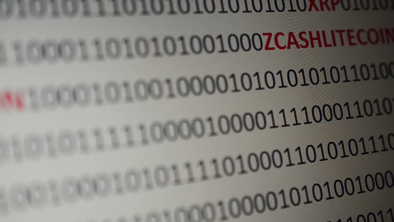 Cryptocurrency on a digital background. Background from a program code and cryptocurrencies