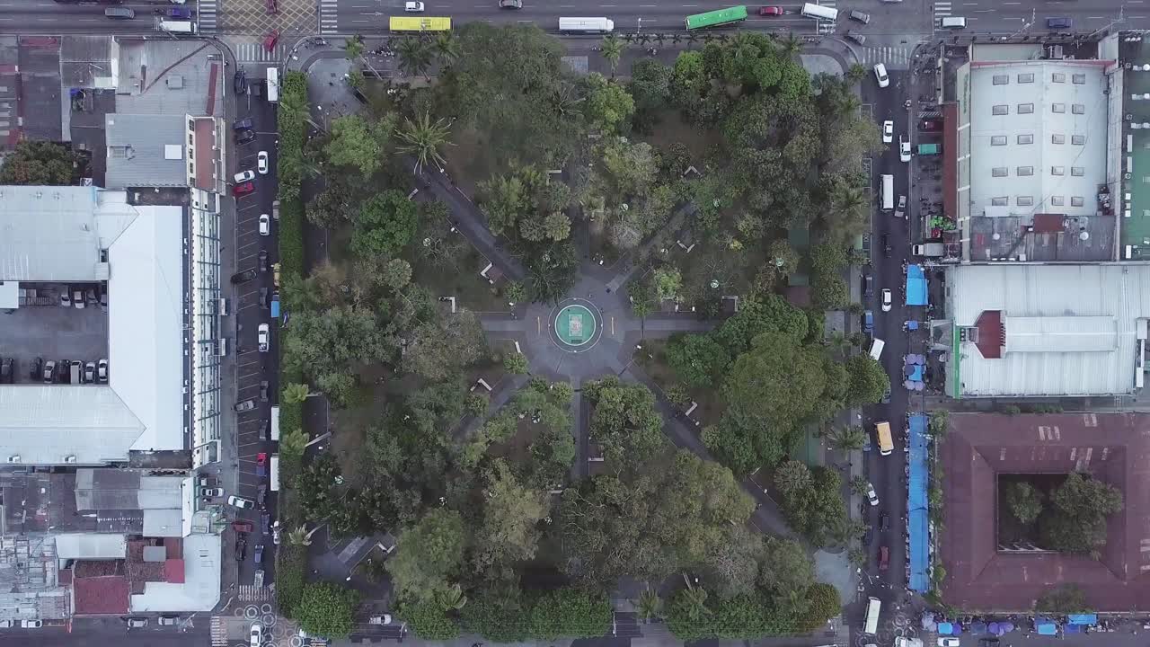 Top View Of San Martín Park In The Town Of Santa Tecla, El Salvador - aerial drone shot