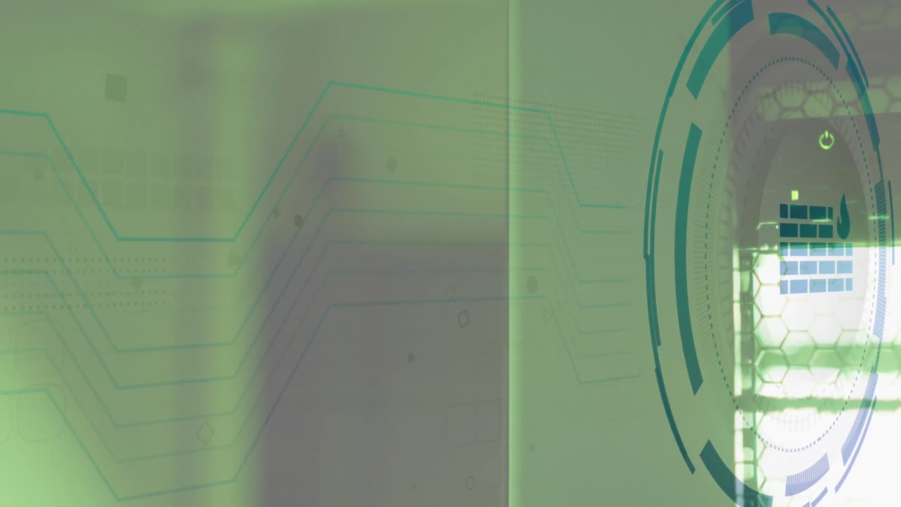 animación del icono del cortafuegos en círculo sobre el sistema de servidor de datos