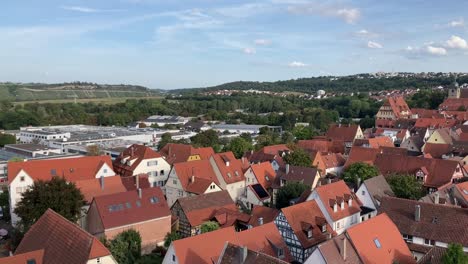 view from the tower at besigheim, a town in southern germany, below the so-called winzerfest