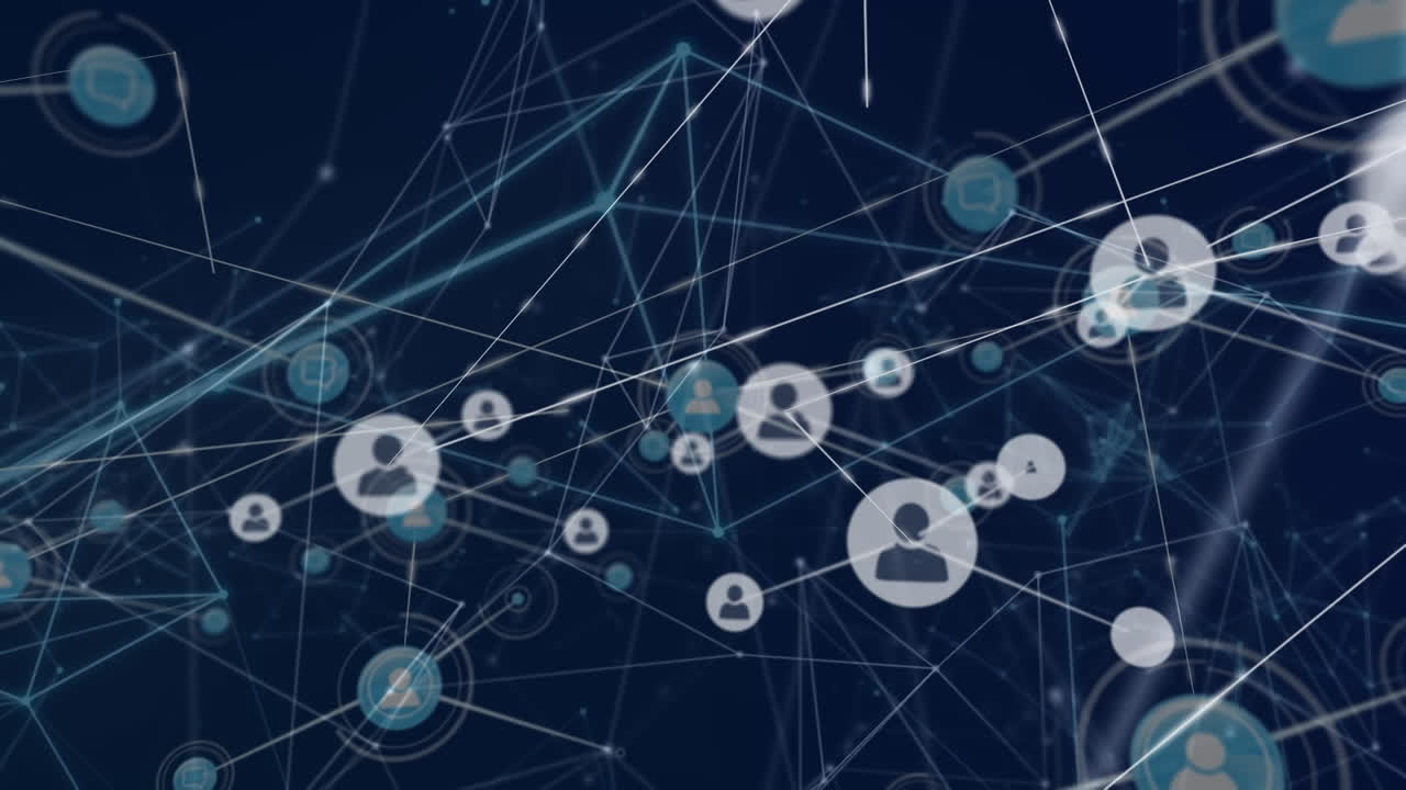 animación de redes interconectadas en crecimiento de personas iconos que transfieren datos