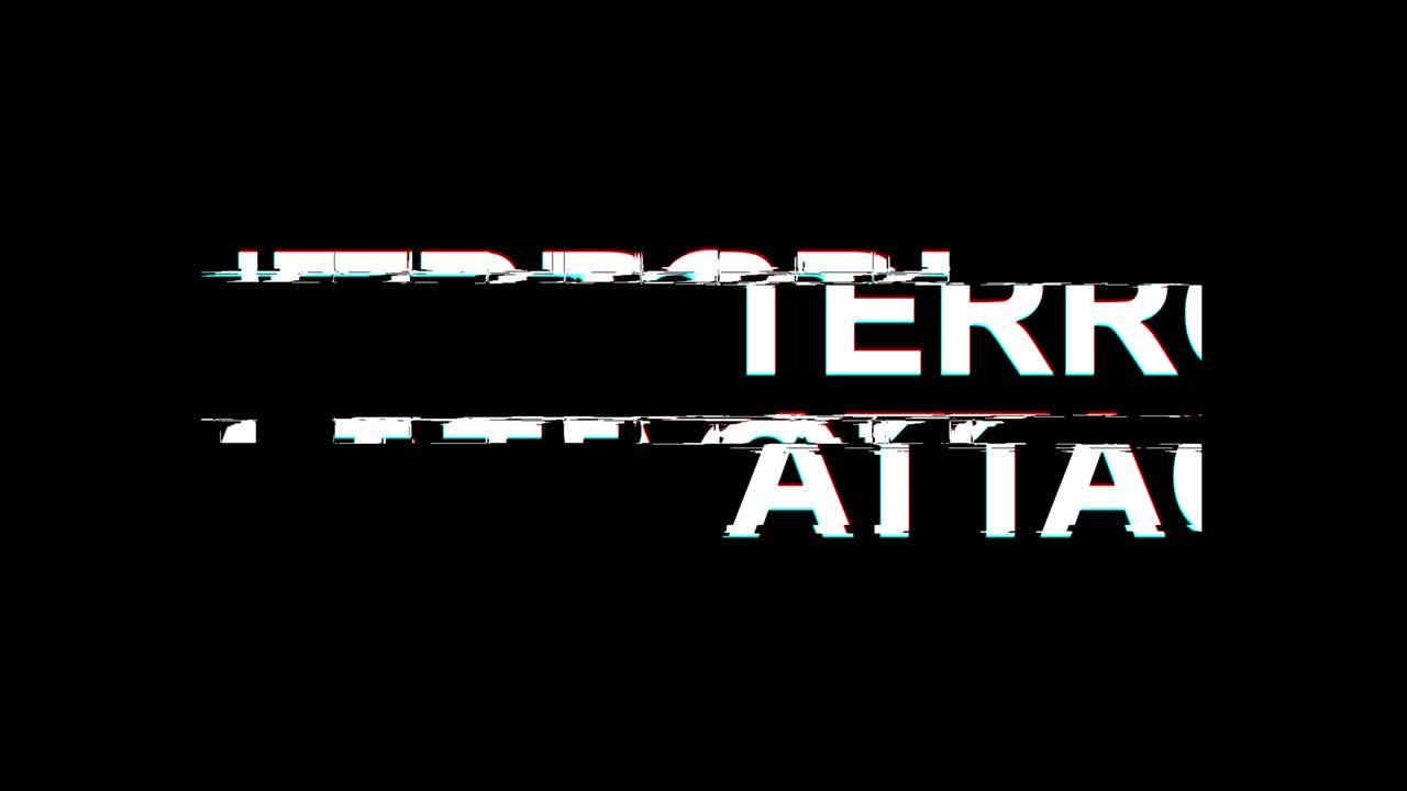 Terror Attack Glitch Effect Text Digital TV Distortion 4K Loop Animation