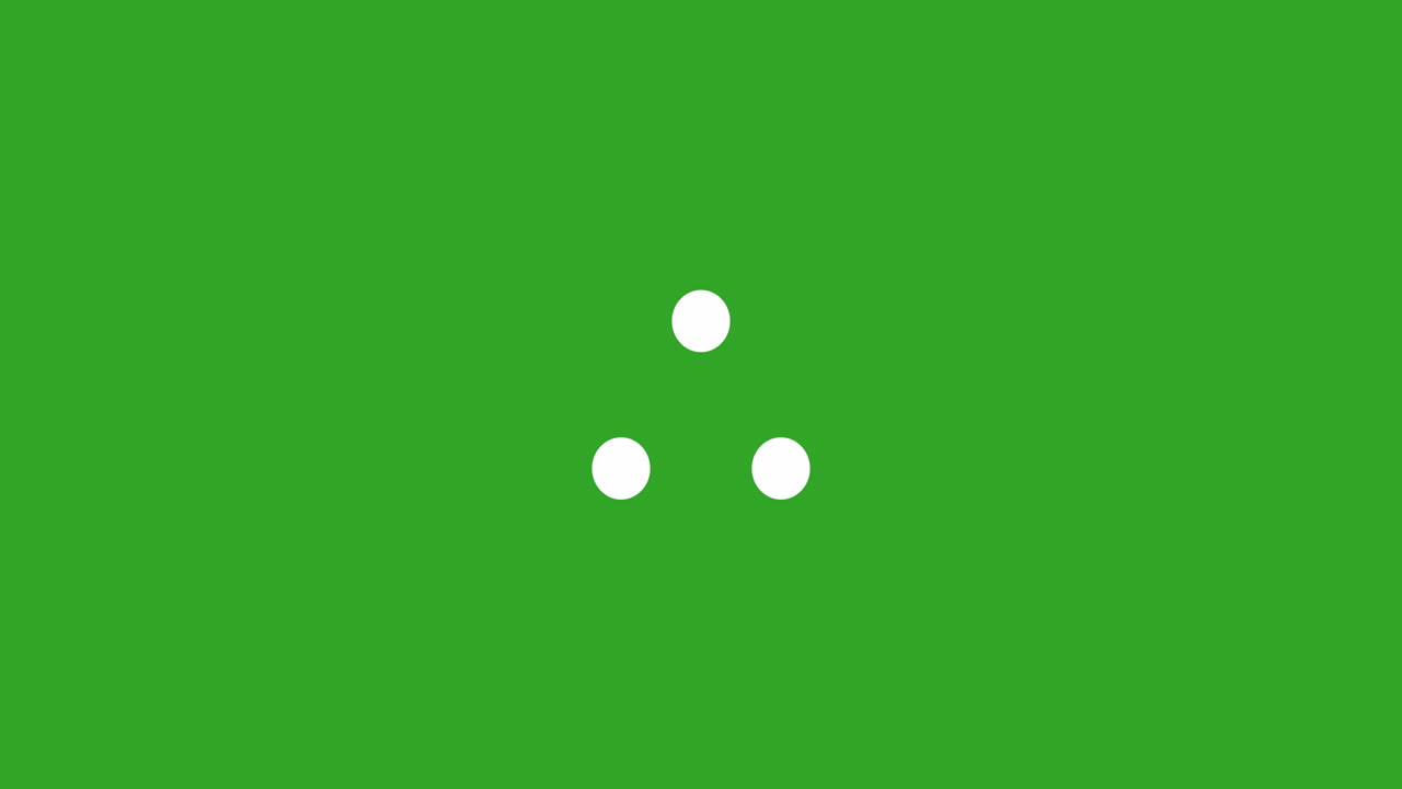 Animation of digital interface waiting white dots flashing on green background