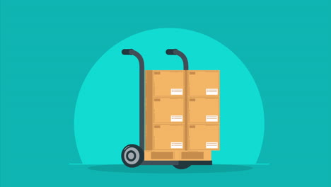 cajas de entrega en la animación del carrito