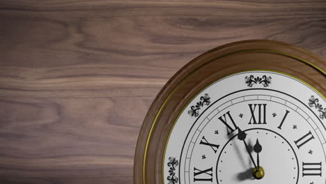 animation of clock ticking over wooden background