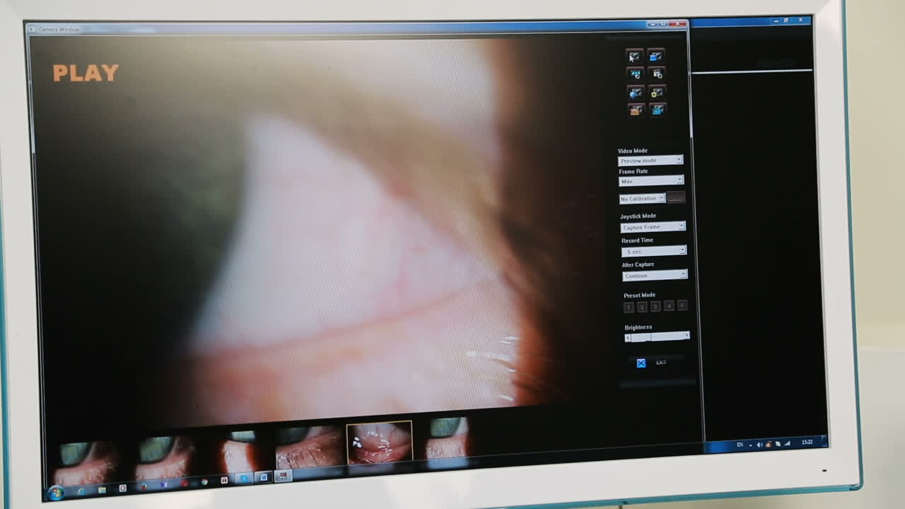 Modern eye testing device. Equipment of modern ophthalmology device in clinic