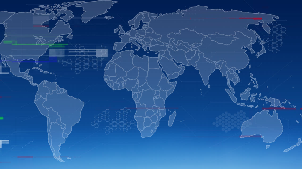 파란색 배경의 세계 지도 위의 고장 애니메이션