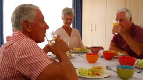 Ältere-Freunde-Trinken-Gemeinsam-Saft