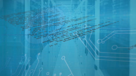 Animation-of-circuit-board-and-data-processing-over-computer-servers