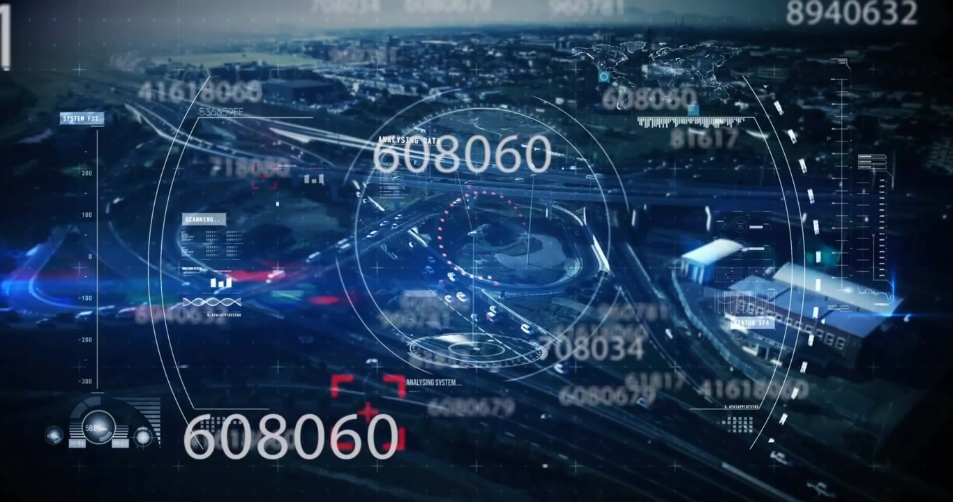 Analisi del traffico della Smart City con sovrapposizione di dati digitali futuristici