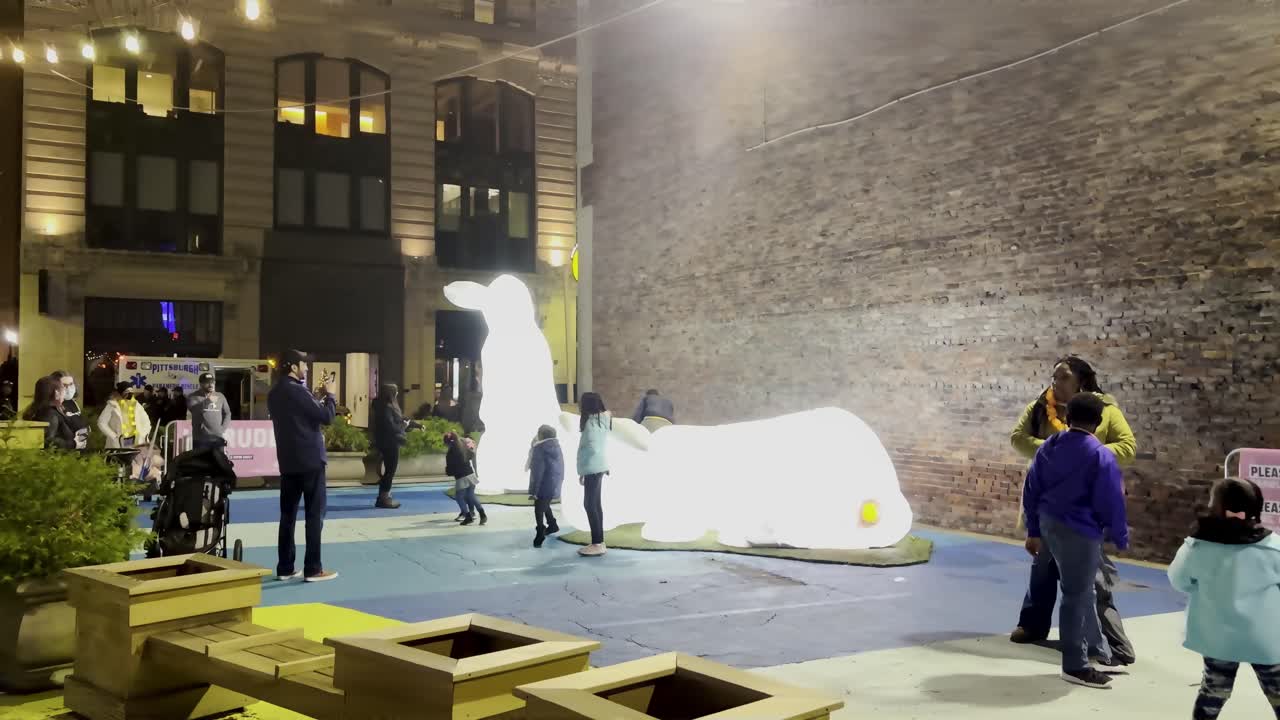 Pittsburgh downtown market square during Christmas holiday season for the city's First Night celebrations.