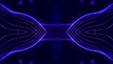 4k looped sci-fi 3d abstract background. glow blue particles form lines, symmetrical structures. for holiday presentations, ceremonies as vj loop motion design