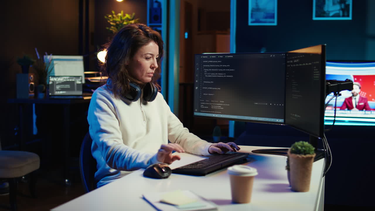 Programmer teleworking from own apartment filtering malicious traffic