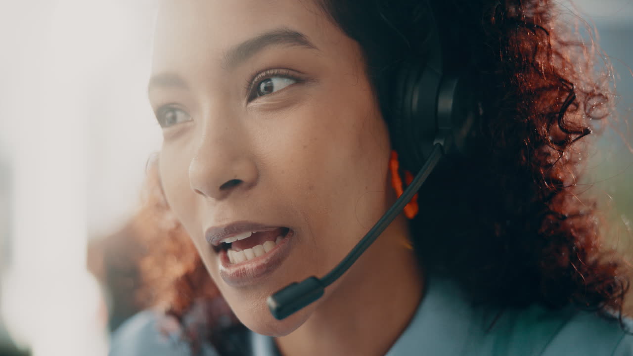 Customer Service Representative with Headset Smiling