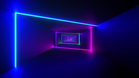 animación de rayos de luz de neón coloridos que forman rectángulos que se mueven sobre un fondo negro