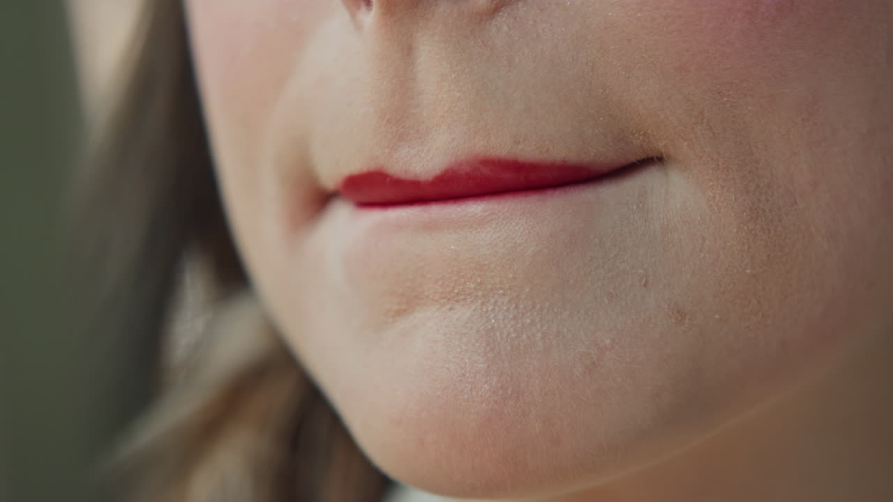 Close-up of a Woman with Red Lipstick