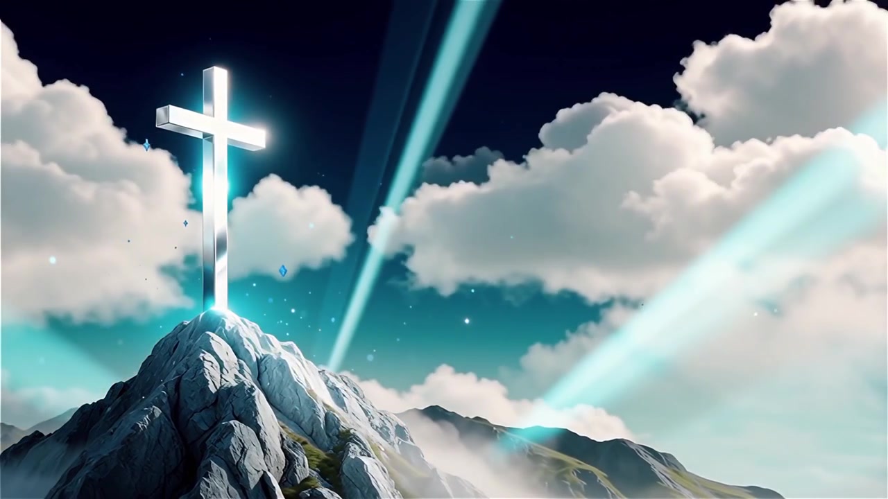 Christian Cross Heavenly Light Worship Background