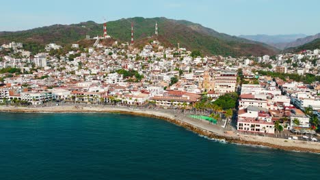 view from above of the malecon and historic downtown in puerto vallarta mexico