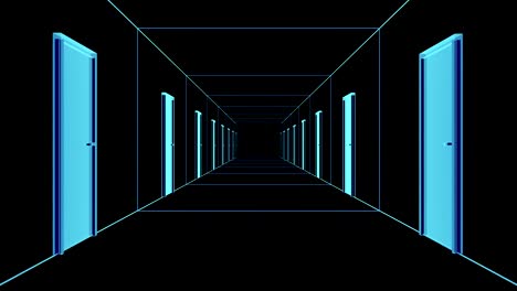 flight through digitally rendered corridor.