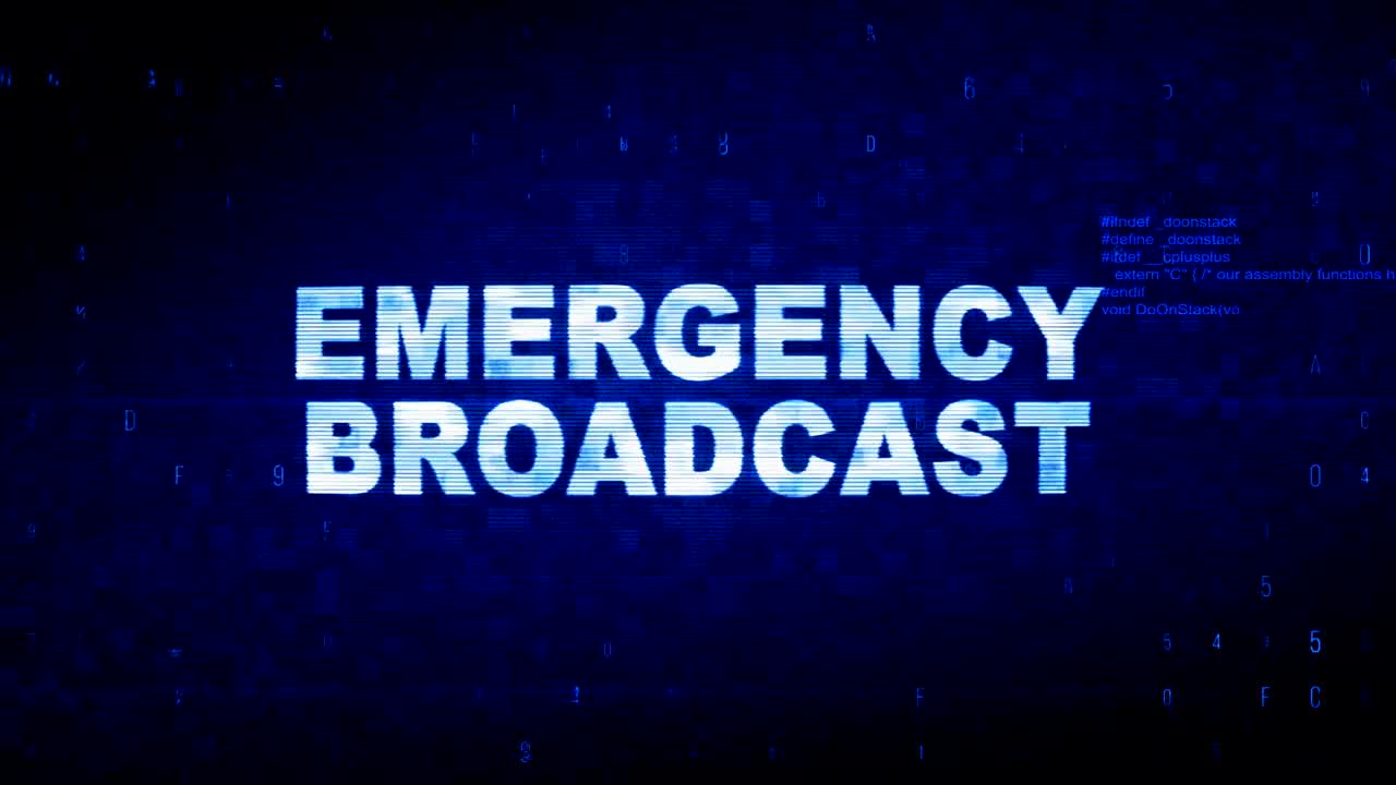 Emergency Broadcast Text Digital Noise Twitch Glitch Distortion Effect Error Animation.