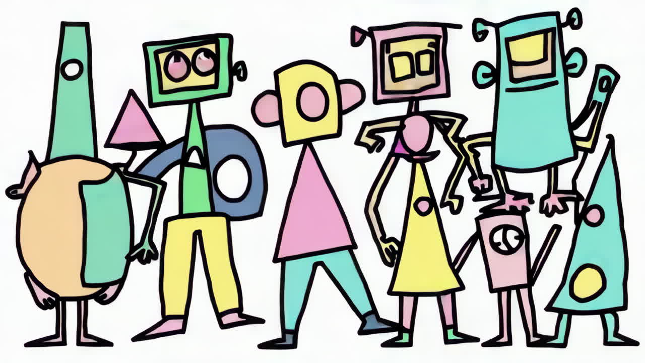 Whimsical Abstract Geometric Characters