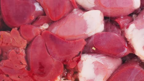 raw beef liver and heart