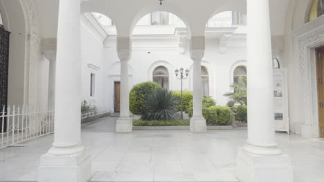 elegant white courtyard of a palace