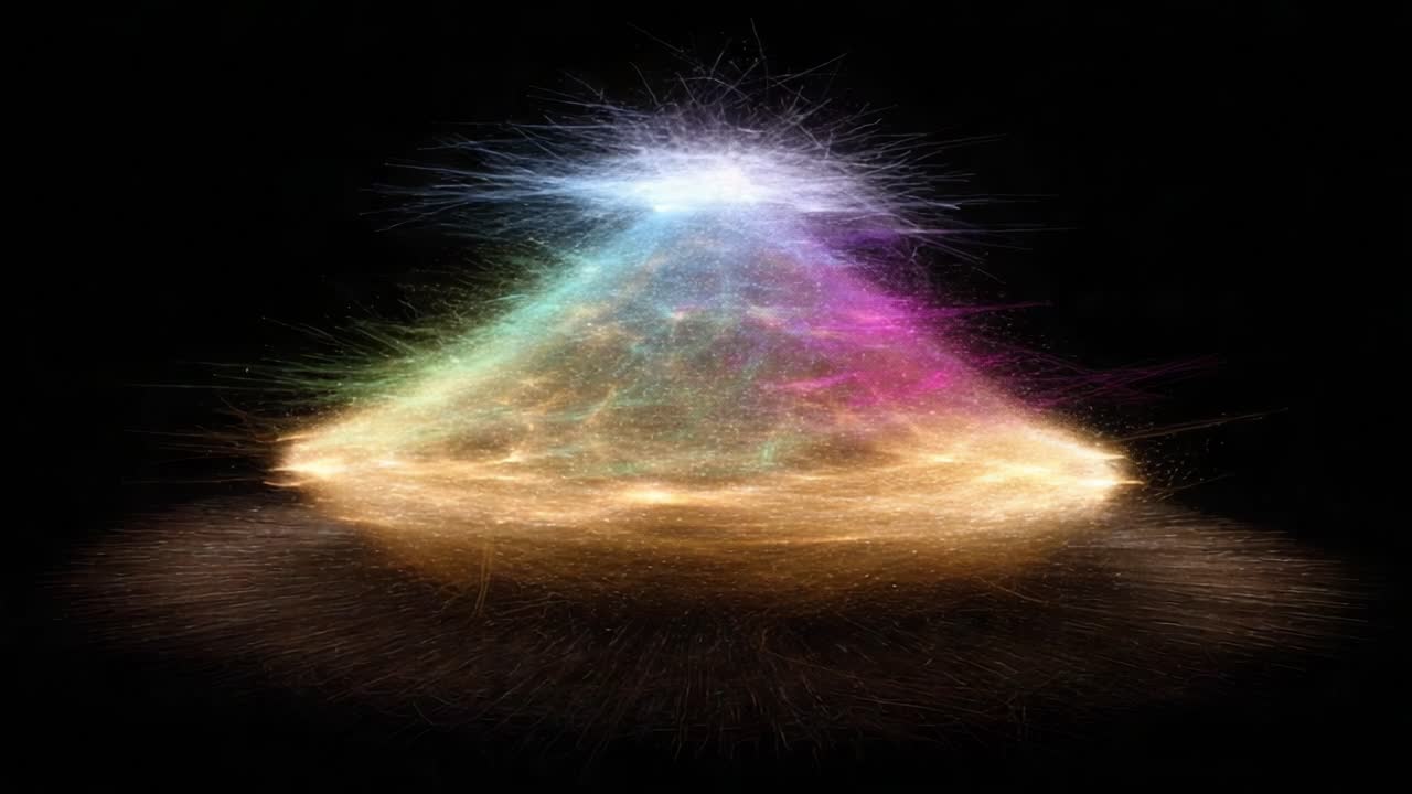 Vibrant Digital Landscape: A Stunning Visualization of Colors and Textures, Capturing the Movement and Energy of Light on a Mystical Mountain Form