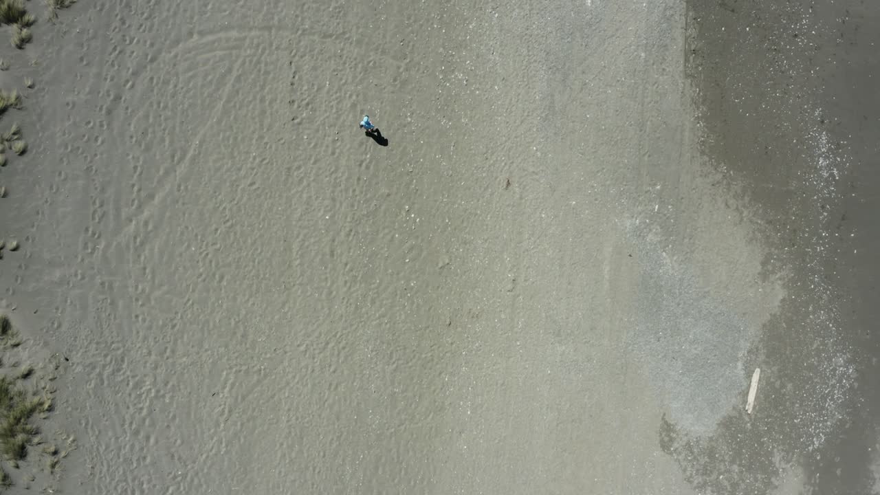 Persona che cammina da sola su una spiaggia