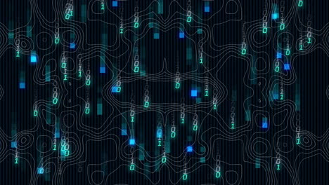 animation of binary coding digital data processing over black background