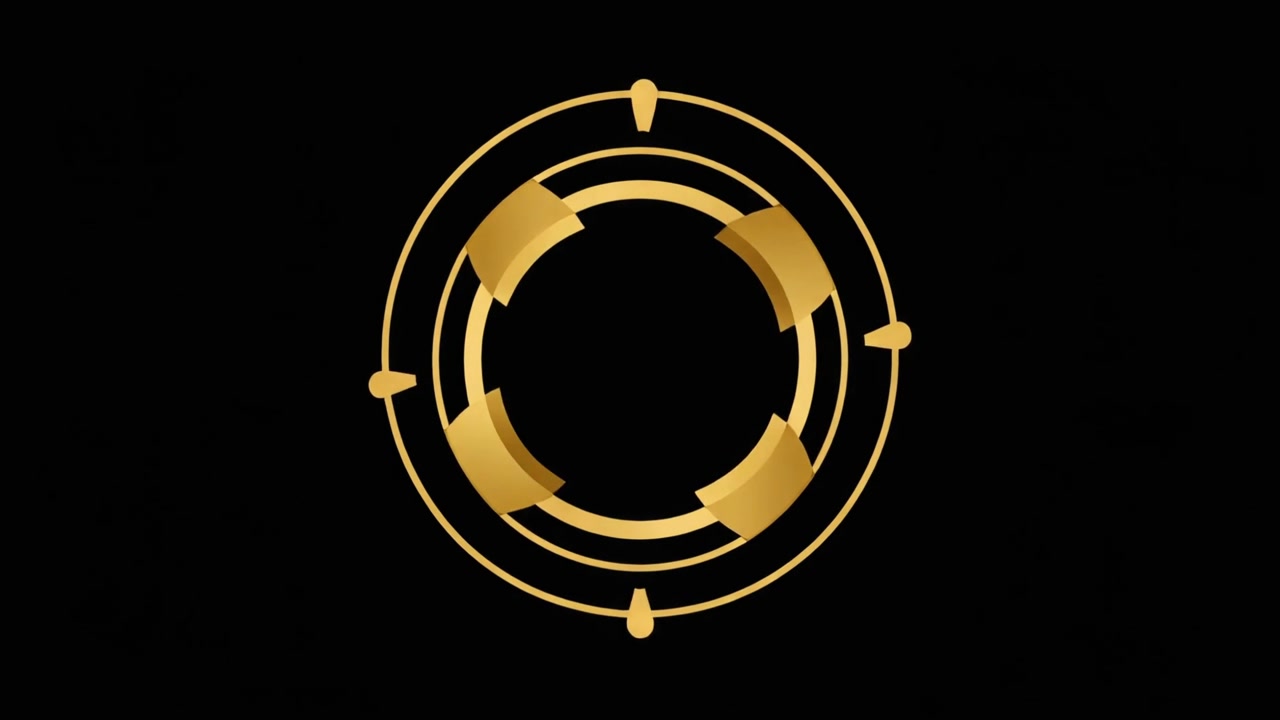 Animated Golden Circular HUD Element on Black Background