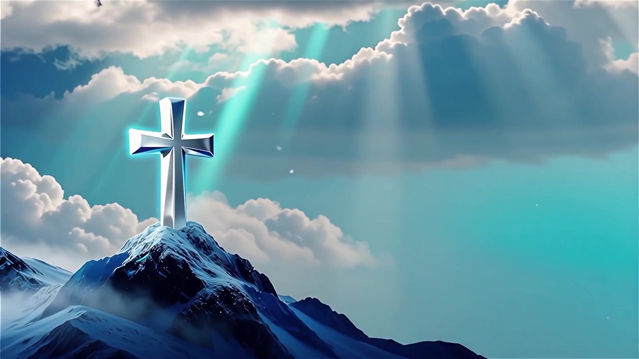 Christian Cross Heavenly Light Worship Background