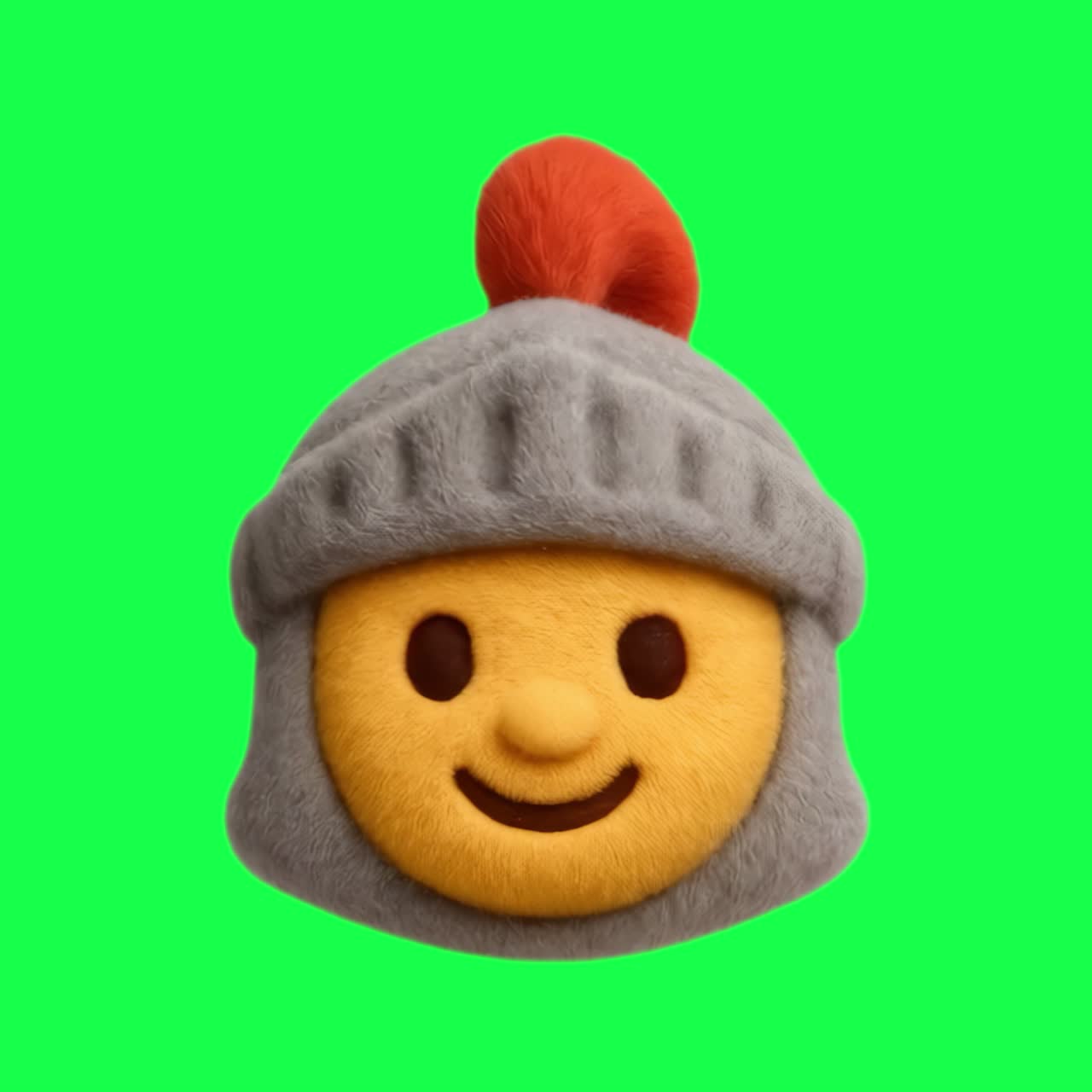 Animeret illustration af smilende ridder-emoji, transparent 4K-video, green screen