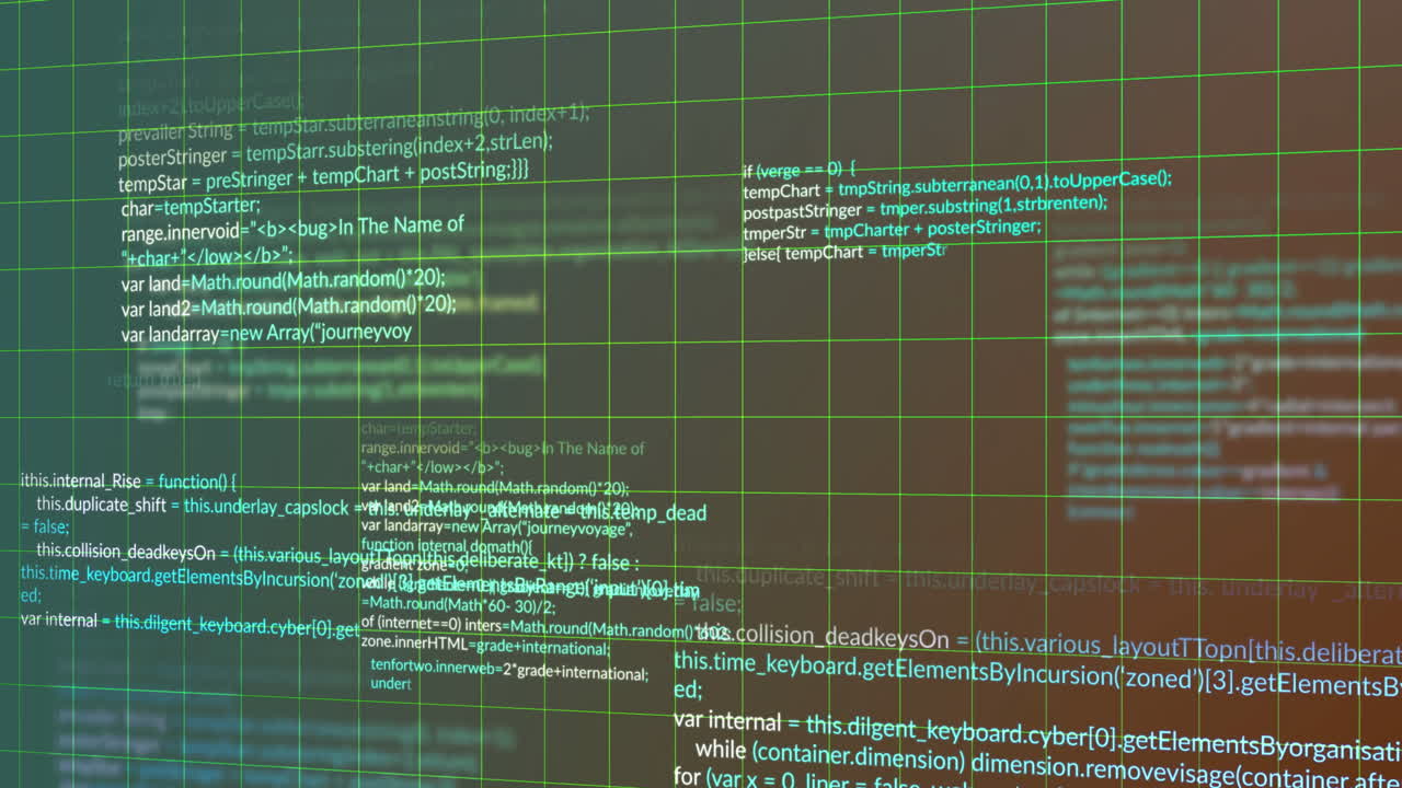 Animation of computer data processing over dark background
