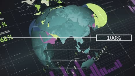 globo giratorio contra el tablero de tecnología