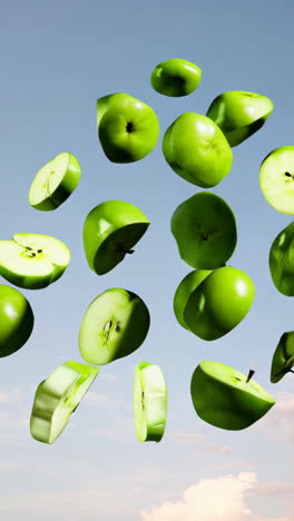 green apples falling