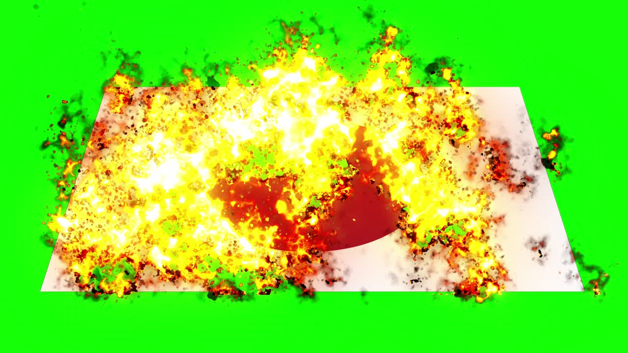 animación de la bandera japonesa en llamas