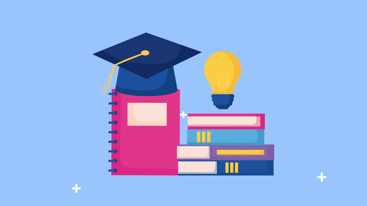 vuelta a la temporada escolar con pilas de libros y iconos establecidos