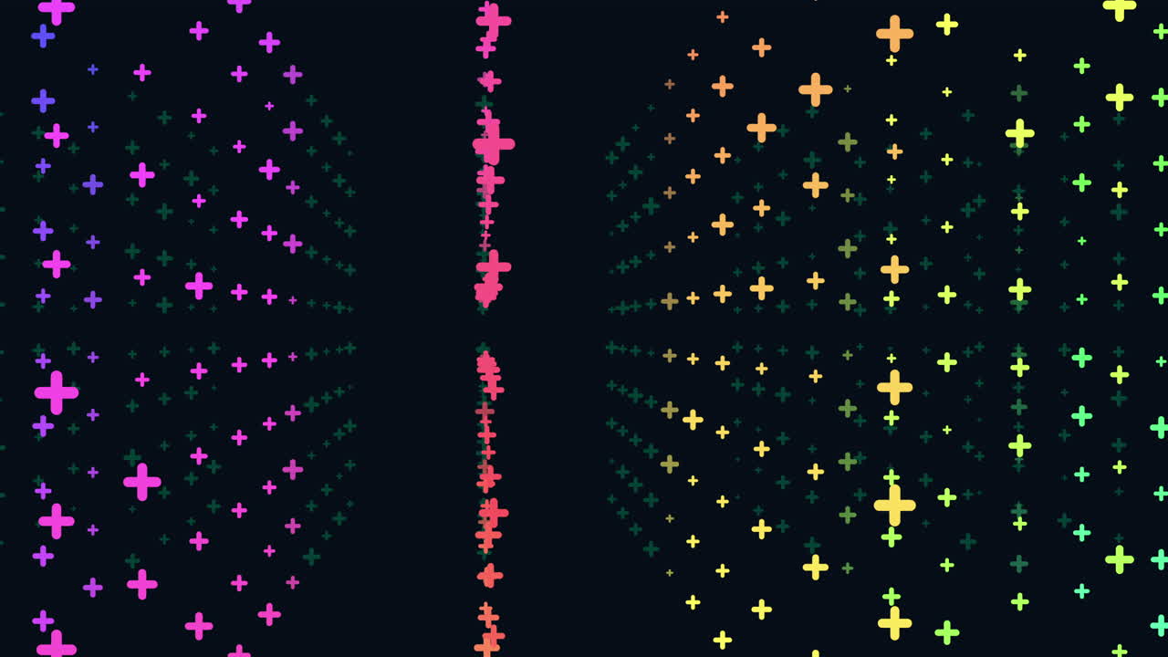 생동감 넘치는 십자가와 별, 검은 바탕에 다채로운 패턴