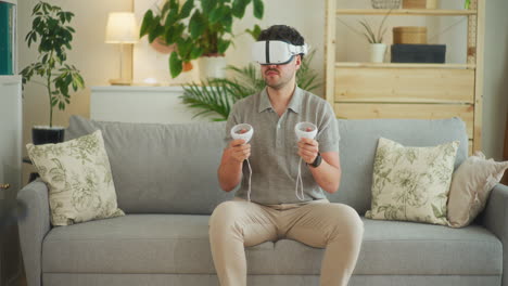 man playing games in virtual reality