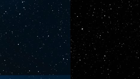 animation of snow falling with copy space over dark blue background