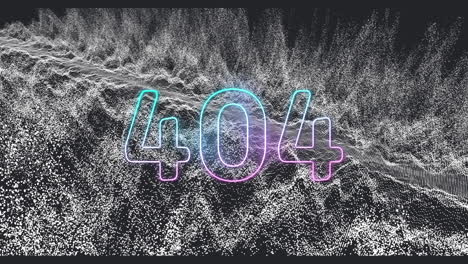 animación de 404 y ondas blancas en fondo negro
