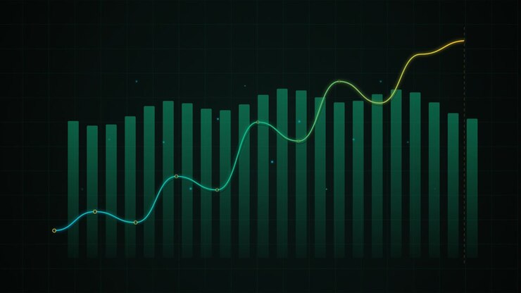 Animated Financial Bar Chart and Line Graph Showing Growth