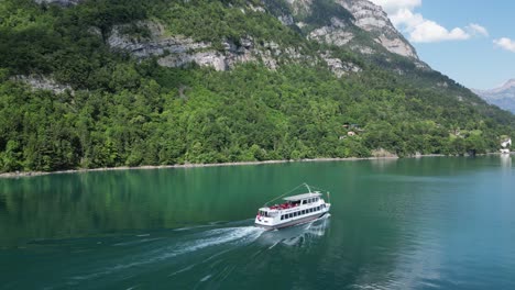 mesmerizing cinematic switzerland boat ride cruise in calm lake waters